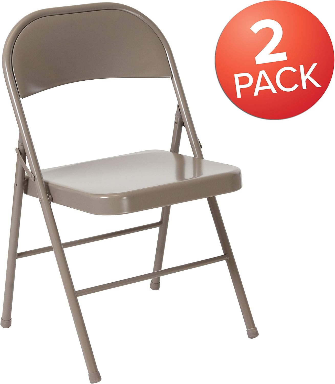 EMMA + OLIVER 2 Pack Double Braced Gray Metal Folding Chair