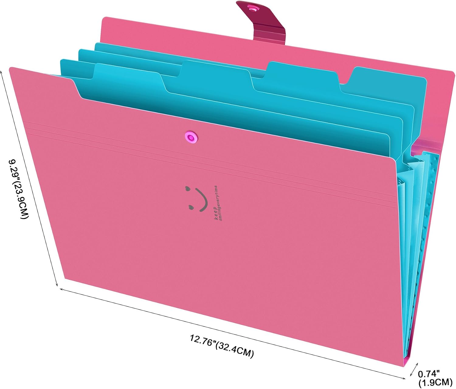 Phyxin Expanding File Folders 5 Pockets Document Organizer A4 Letter Size Plastic File Folder with Lables Document Holder for Business School Supplies Fuchsia