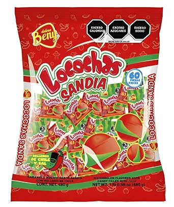 BENY LOCOCHAS WATERMELON SANDIA HARD CANDY 1LB .098 OZ 60pcs