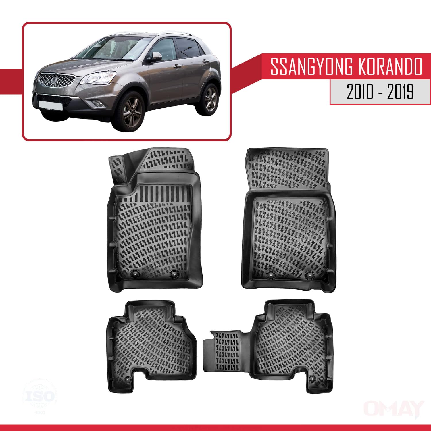RE&AR Tuning kompatybilne z Ssangyong Korando 2010-2019 4D gumowe maty czarne