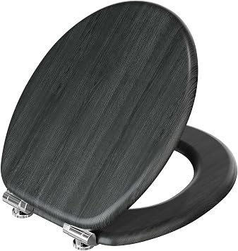 DERW Wooden Toilet Seat Soft Close, Heavy Duty Toilet Seat O-Shape - 250kg Capacity Premium Natural Wood, Skin-Friendly & Anti-Bacterial, Anti-Aging Loo Seat With Adjustable Hinges Easy Bottom Install