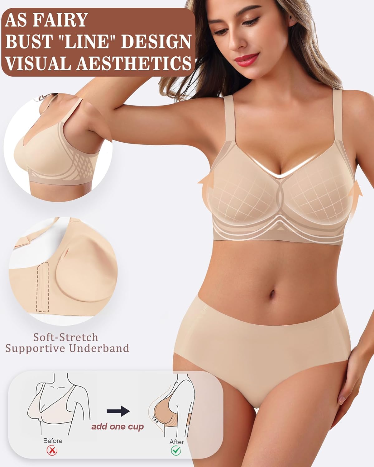 As Fairy Womens Wireless Bra Push Up Bra for Women Seamless No Underwire Bras Regular & Plus Size - Image 3