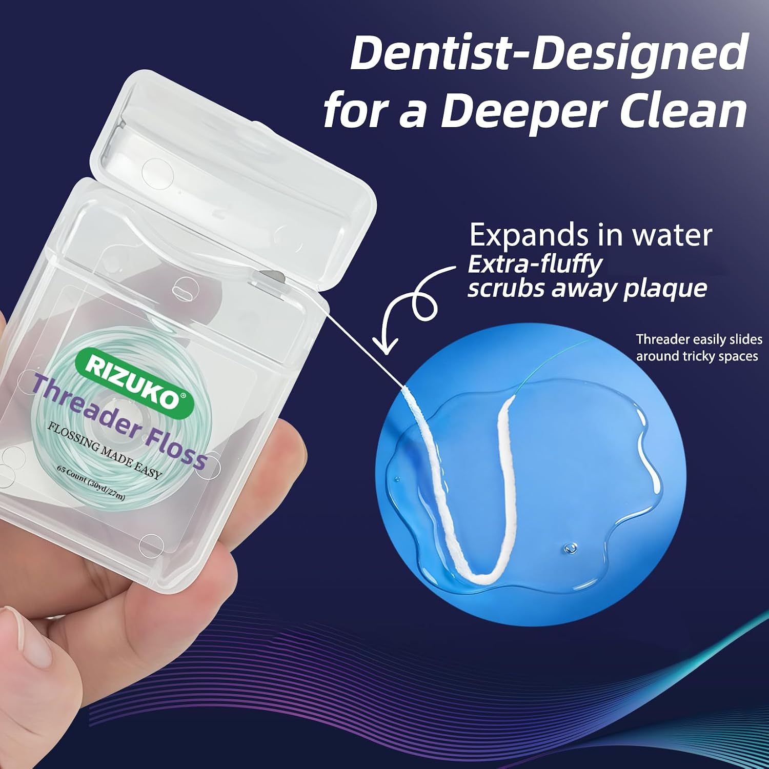 Expanding Threader Floss for Braces, Bridges & Implants, Light Mint, 130ct image 3