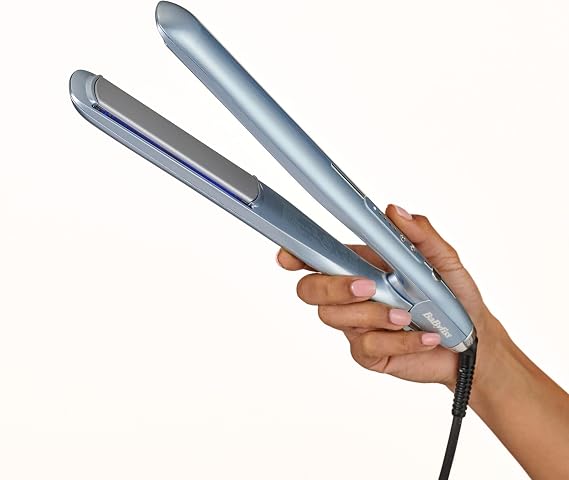 BaByliss Hydro Fusion Hair Straighteners – Dual Ionic Technology, Anti-Frizz Effect, 5 Temperature Settings, Fast Heat-Up, Auto Shut-Off – Blue, 2573U