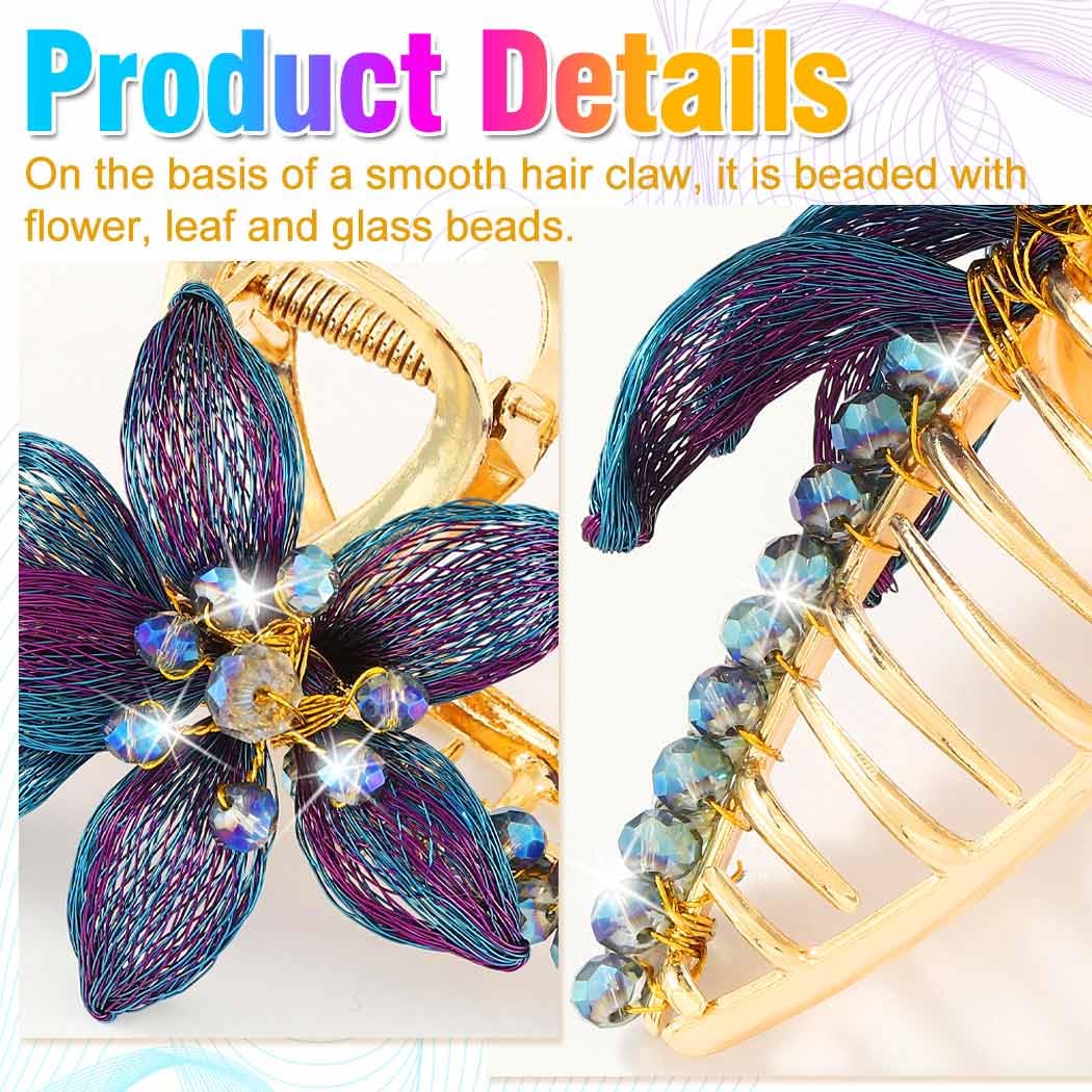 CAKURE Flower Hair Clips Fancy Claw Clip Large Hair Claw Clips Hair Accessoreis for Women - Image 4