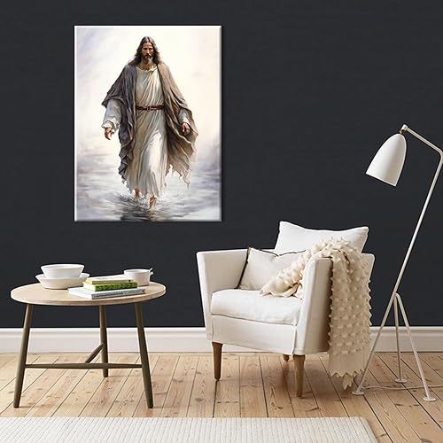Miniatura 4 de Lienzo decorativo enmarcado de Jesús para pared, lienzo cristiano, religioso, Jesús, decoración de pared, póster bíblico, impresión para sala de