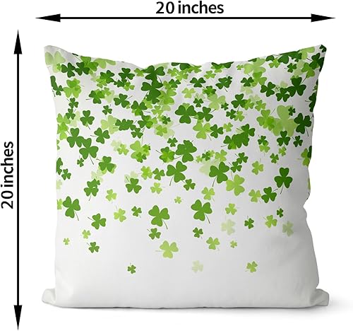 Miniatura 6 de GOLIANDA Juego de 2 fundas de almohada del Día de San Patricio de 20 x 20 pulgadas, almohadas de trébol verde de la suerte, decoración de primavera,