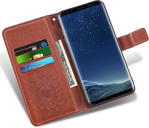 Miniatura 3 de Funda de teléfono para Samsung Galaxy S8 Plus con protector de pantalla de vidrio templado, funda de cuero con tapa para tarjetero, accesorios para