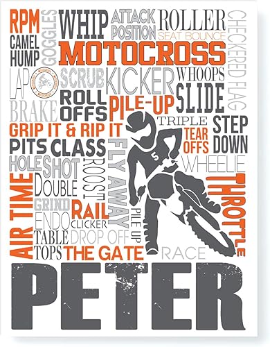 Motocross Typography Personalized Print - PrintChicks Wall Art Racing Decor Poster Team Gift