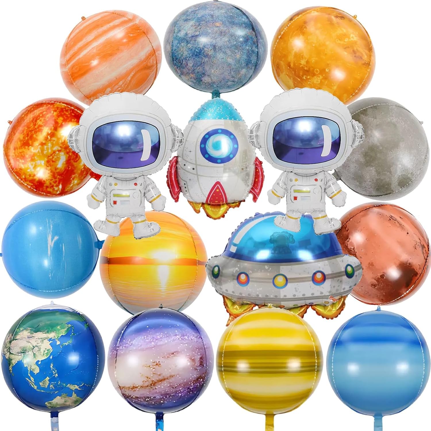 16-Piece Space-Themed Foil Balloon Set Perfect for Space Astronaut,Spaceship and Rocket-Themed Birthday Party Decorations Galaxy,Planet-Themed Party Supplies