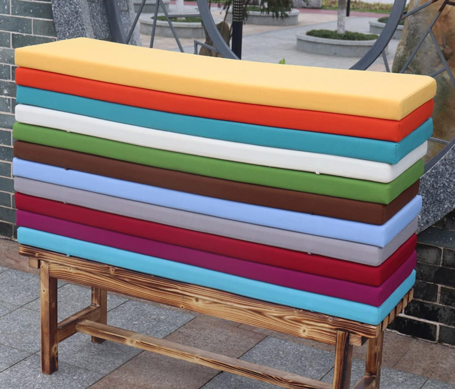 Poduszka na ławkę ogrodową na zewnątrz 100/80/120/150/200 cm x 40/50/35 cm - wodoodporna i antypoślizgowa podkładka do siedzenia, na sofę, parapet, taras, meble wypoczynkowe (K8, 80 x 35 x 5 cm)