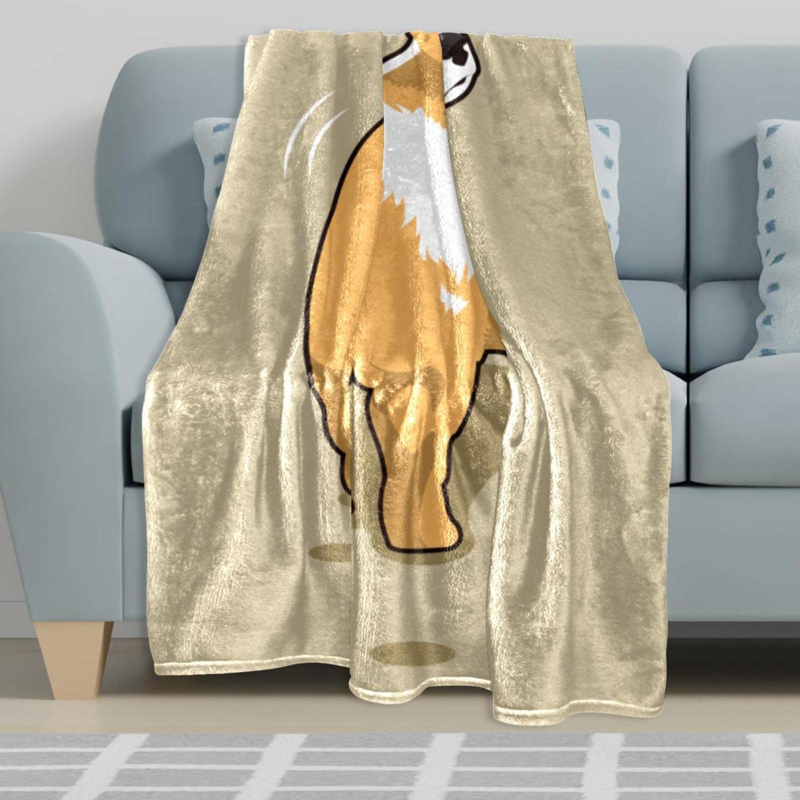 Dujiea Coperta Corgi Morbida In Pile – 152x203 Cm – Leggera E Accogliente Per Letto E Divano - 4