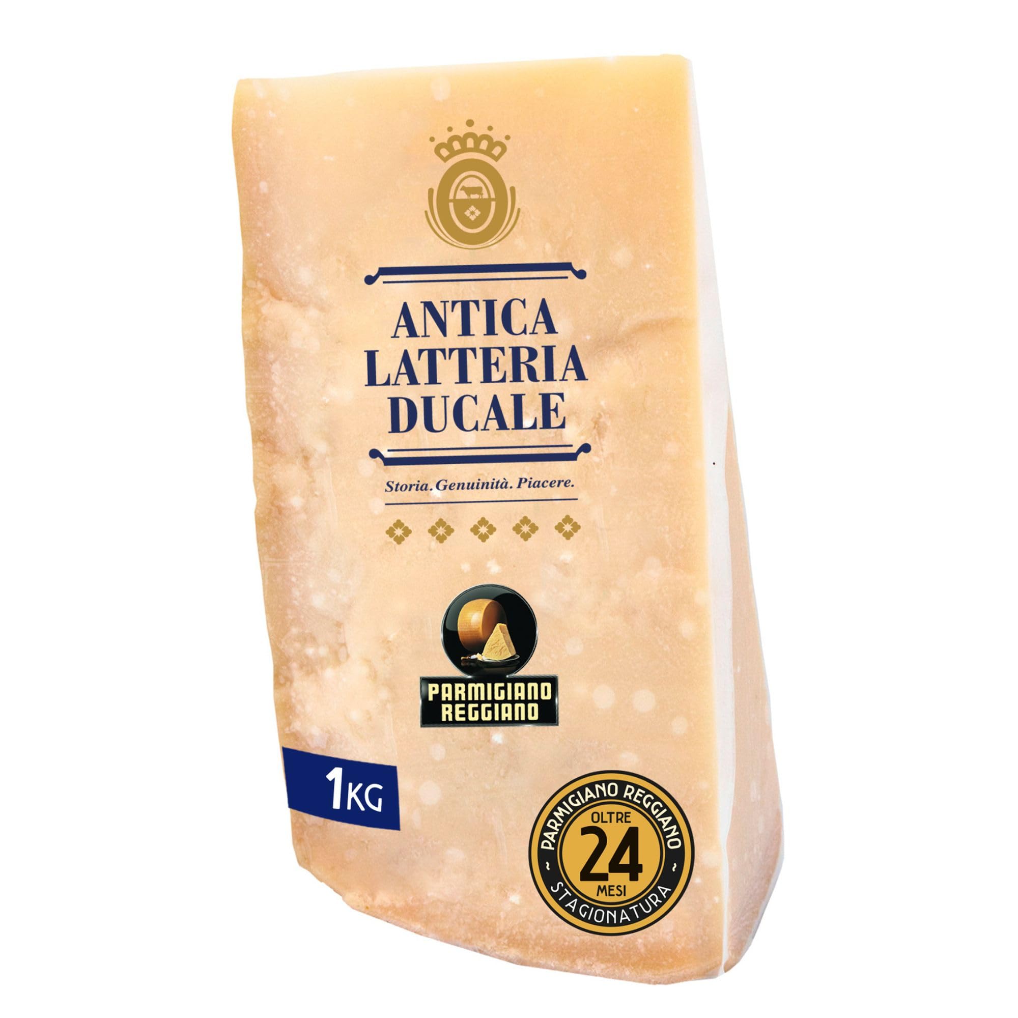 Parmigiano Reggiano Dop 24 mesi da Allevamento e Agricoltura Sostenibili - Premiata Produzione Artigianale dal 1949 - Formaggio Naturalmente Privo di Lattosio ANTICA LATTERIA DUCALE (1kg - 1pz)