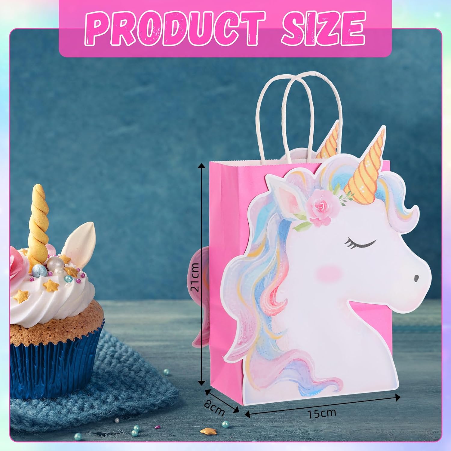 Kolldenn 24 Pack Unicorn Party Favor Bags, Pink image 2