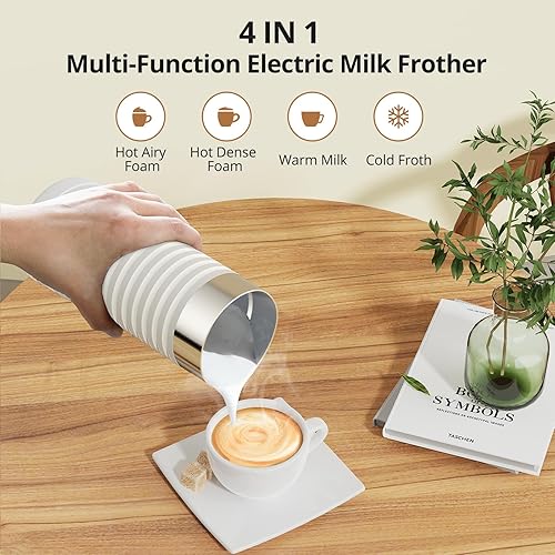 Espumador de leche, vaporizador de leche eléctrico 4 en 1, máquina automática de espuma fría y caliente, espumador de apagado automático para café,