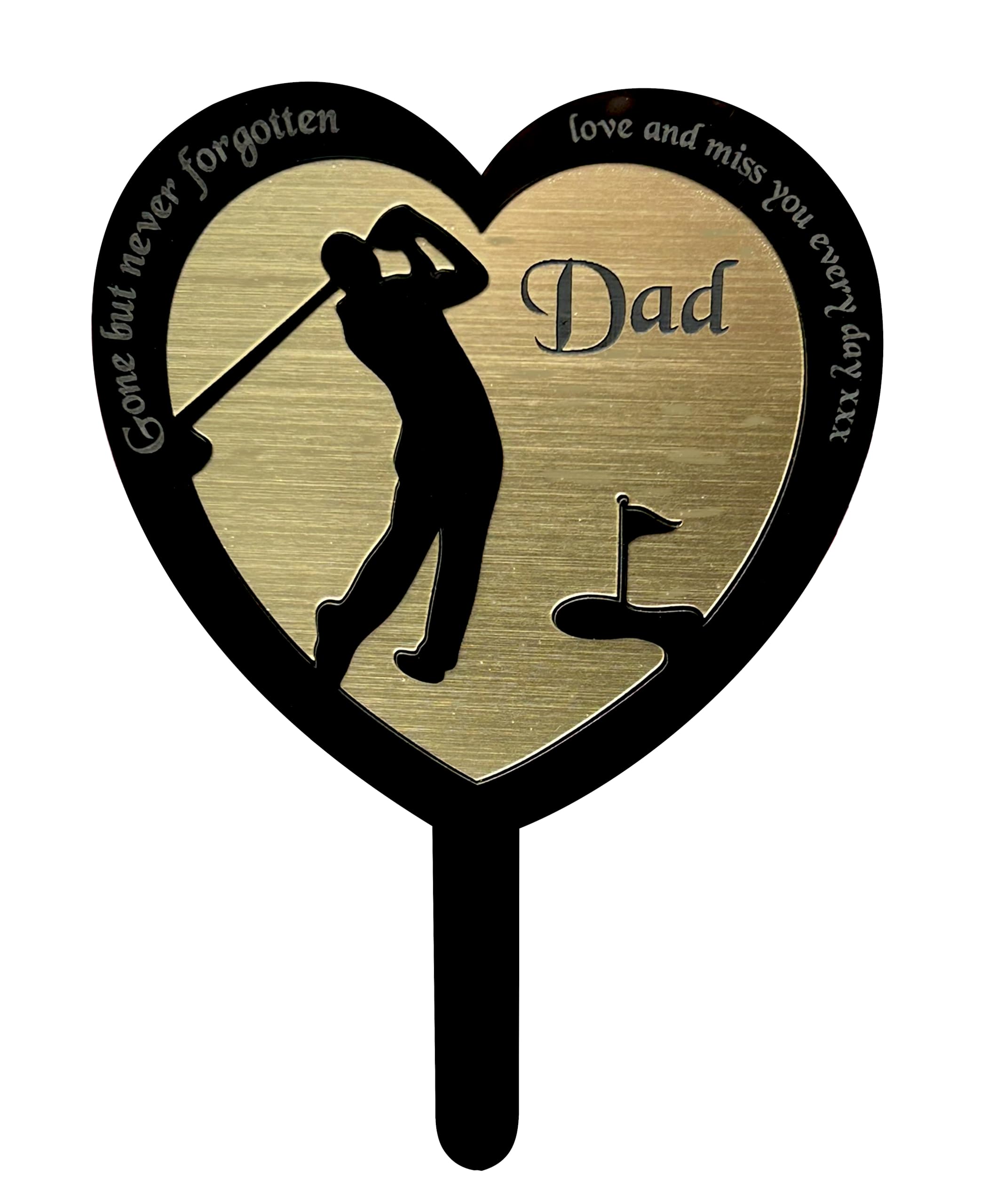 Gluca Gold Personalised Memorial Plaque, Dad Memorial Gifts, 18Cm X 13Cm 4Mm Weatherproof Black Gloss Acrylic Sign