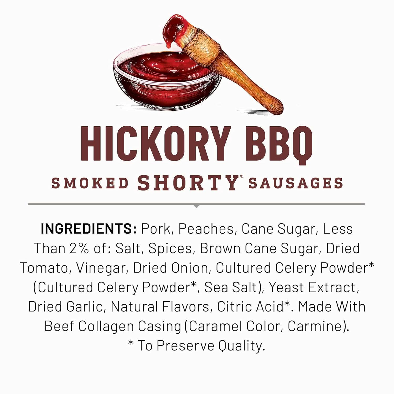 Duke's Pork Hickory Peach BBQ Smoked Shorty Sausages, 7g Protein Per Serving, 5 oz. (Pack of 8)
