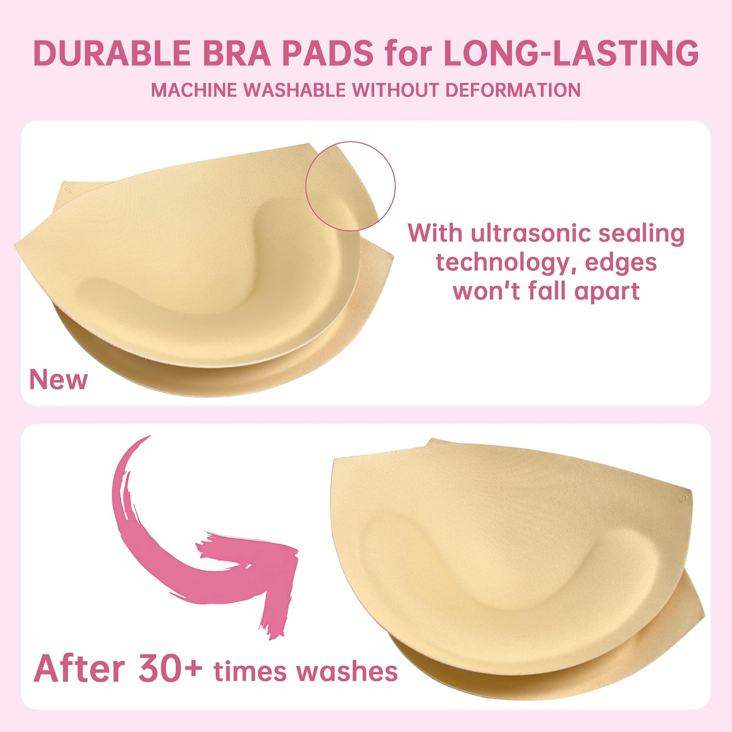 Nimiah Bra Pads Inserts Push-up - 2 Pairs Sew in Bra Cups for Dresses Swimwear Sports Bikini Top Fits Large Breast