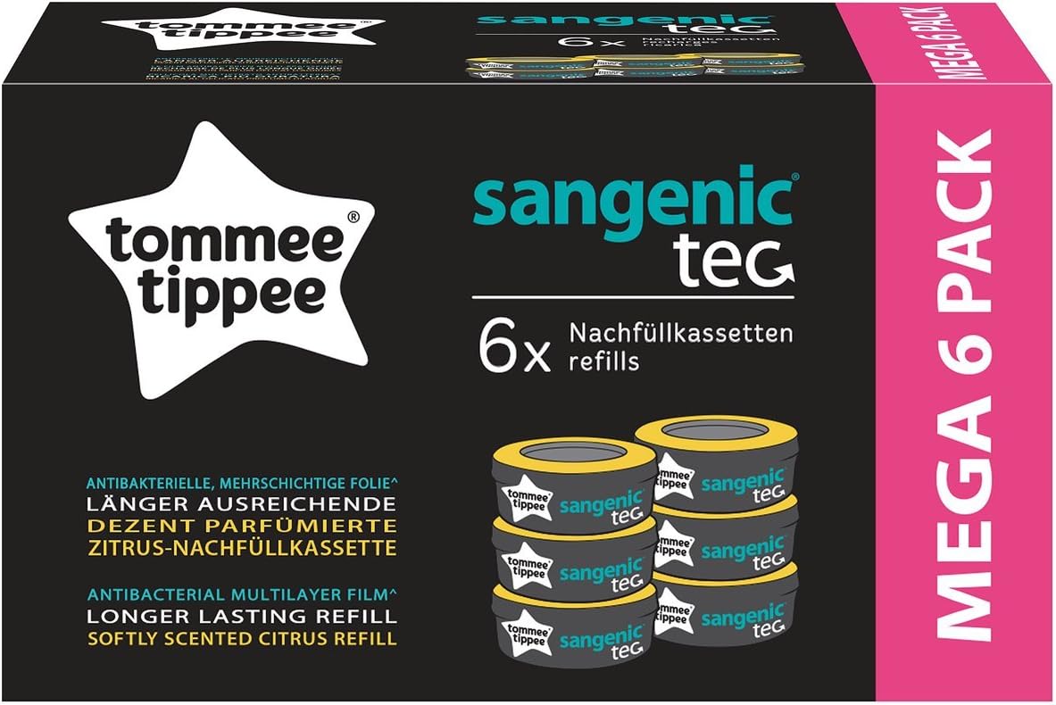 Tommee Tippee Refill Box Sangenic Tec, 6 Pack, Diaper Pail Liner
