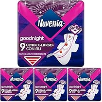 Nuvenia, Assorbente Ultra Notte con Ali XL, Assorbenti per Flusso Molto Abbondante, Confezione da 36 Assorbenti