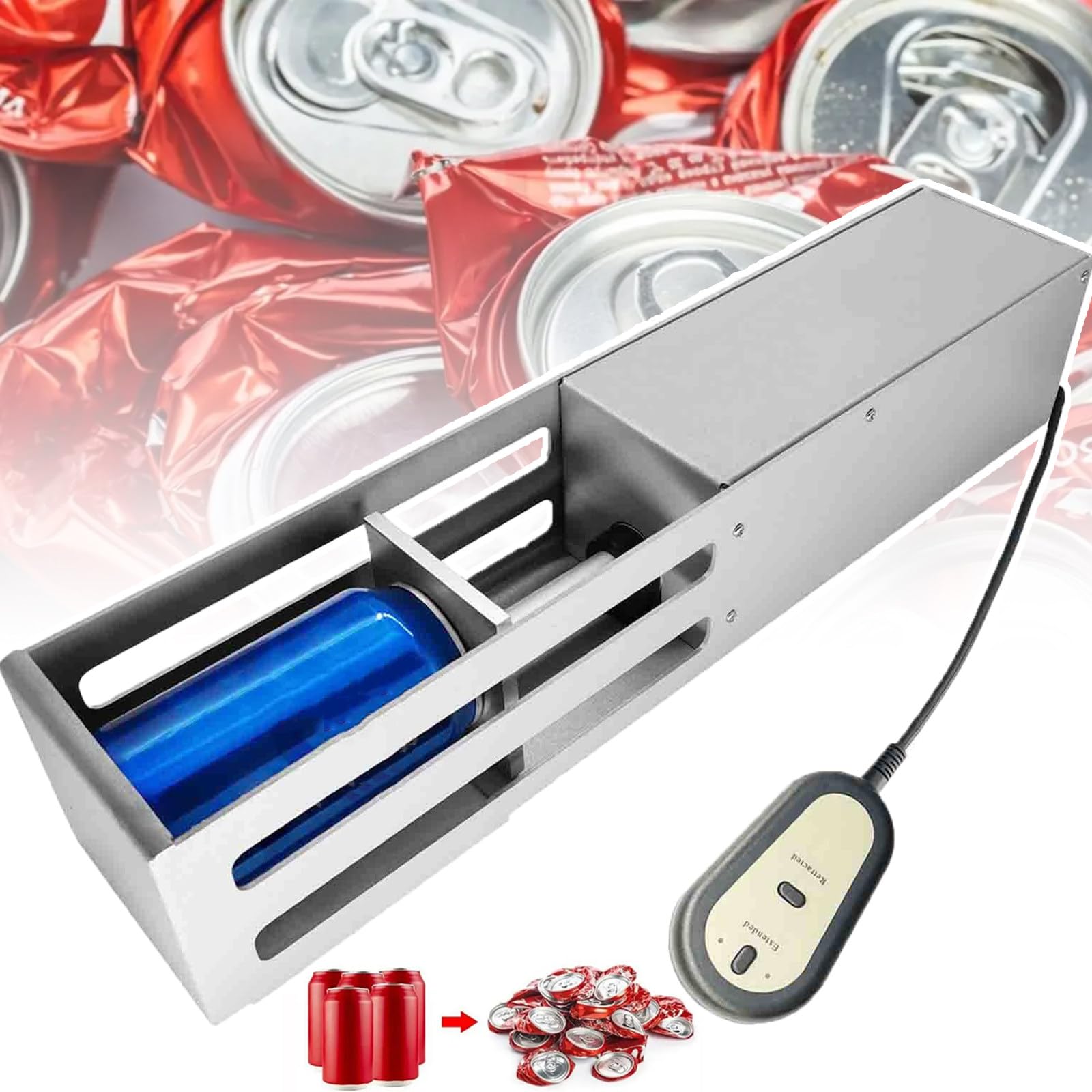 Trituradora eléctrica de latas y trituradora de botellas de plástico, compatible con varios tamaños, ideal para uso doméstico y restaurante