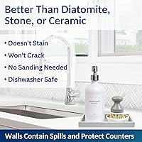 Vista 5 de Bandeja de encimera y tocador, pequeña bandeja de silicona de 7.7 pulgadas para botellas dispensadoras de jabón, soporte de esponja para organizador