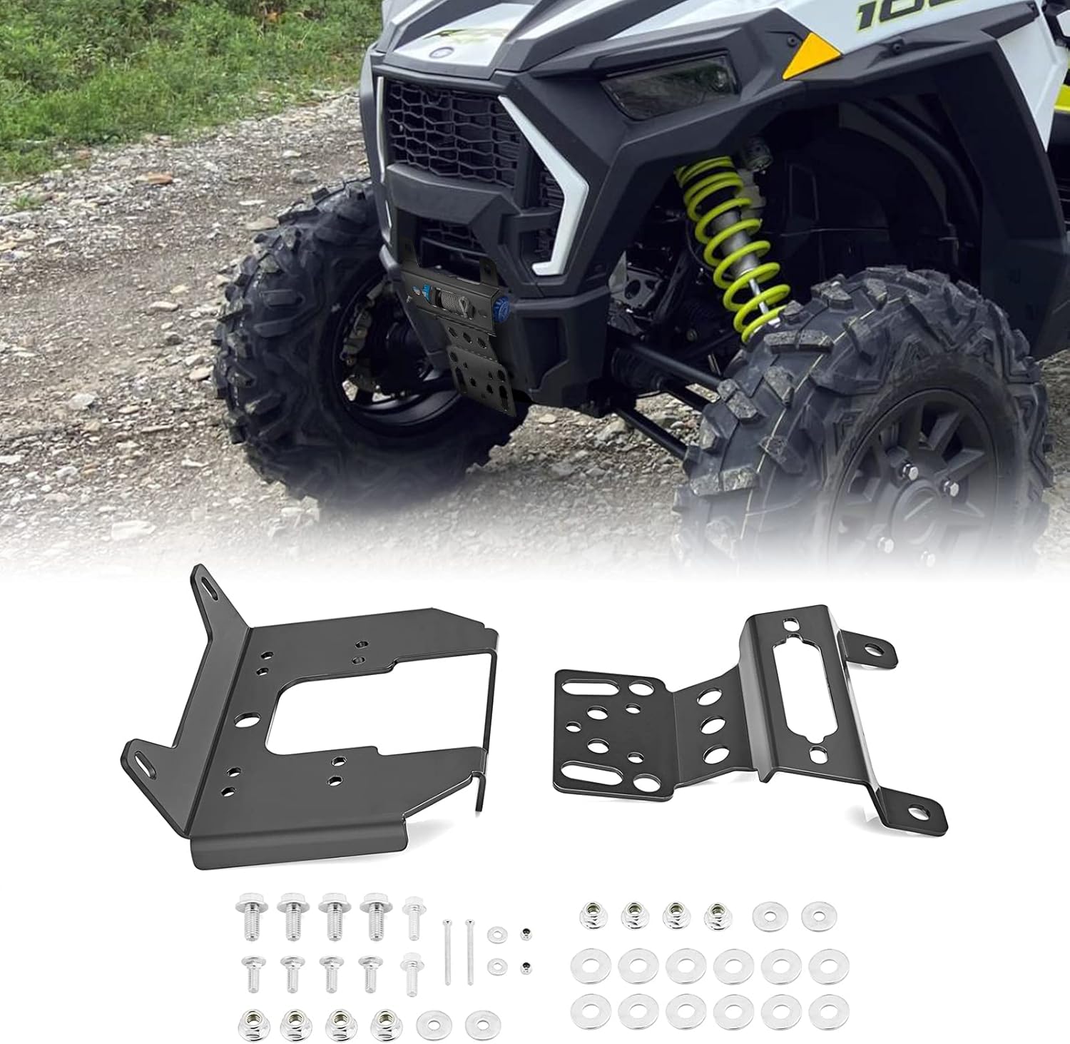 WeiSen Winch Mount Plate Bracket Kit Compatible with Polaris RZR 900 1000 XP Turbo Trail S 2014-2024, Fit General XP 1000 4 2016-2025