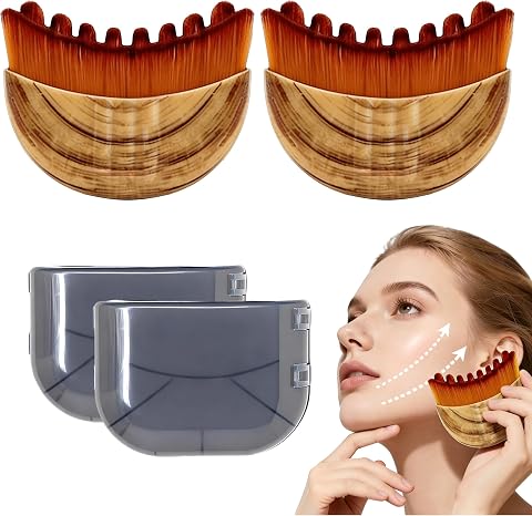 Lymphatic Contour Face Brush(2-PCS),Super Soft Manual Lymphatic Drainage Massager for Sculpting, Relieve Fatigue & Reduce Puffiness, with Portable Case Suitable for Facial Cleansing and Massage