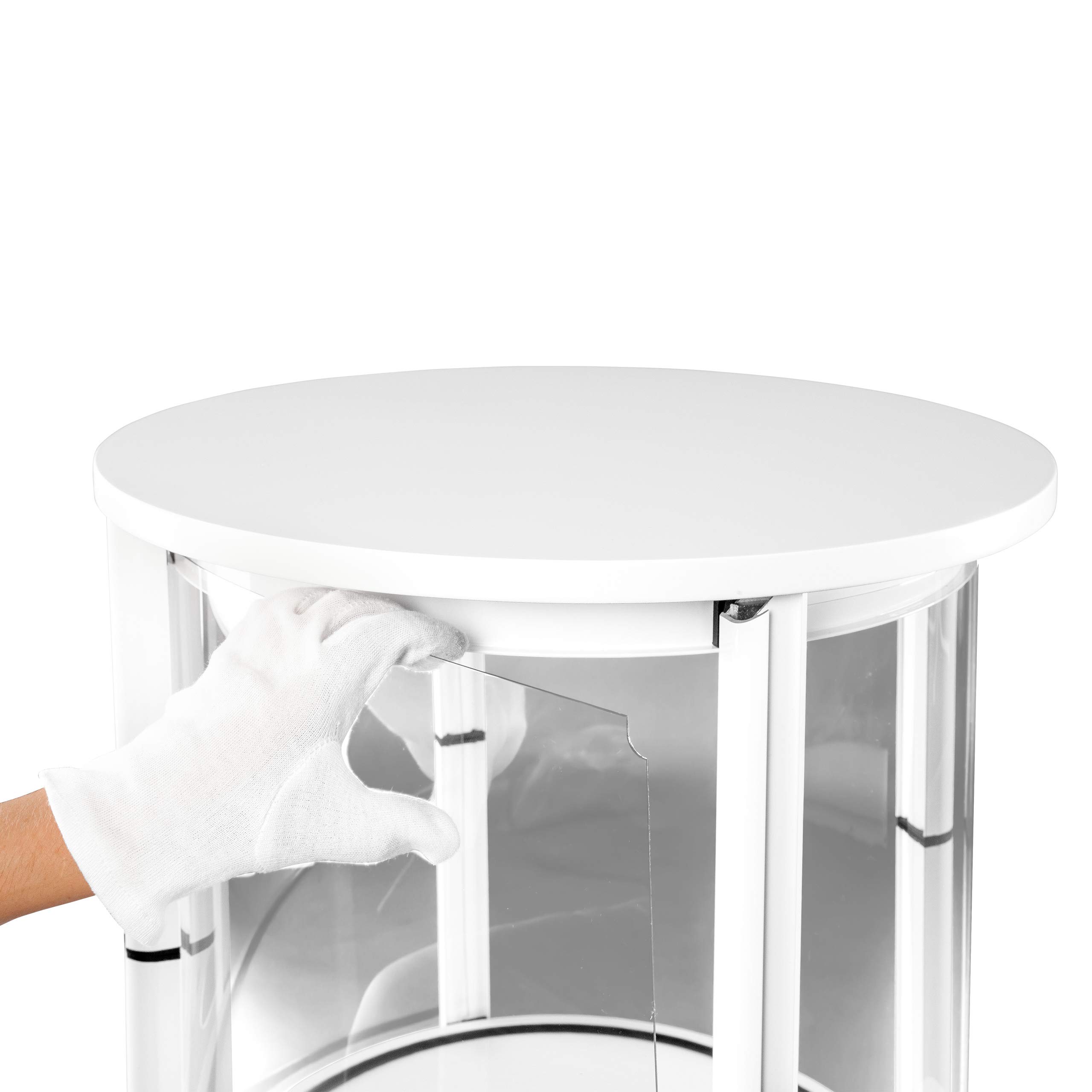 Vispronet Vitrinen Counter inkl. Transporttasche - mobil, faltbar, weiß, transparent - runder Aussteller, Stehpult