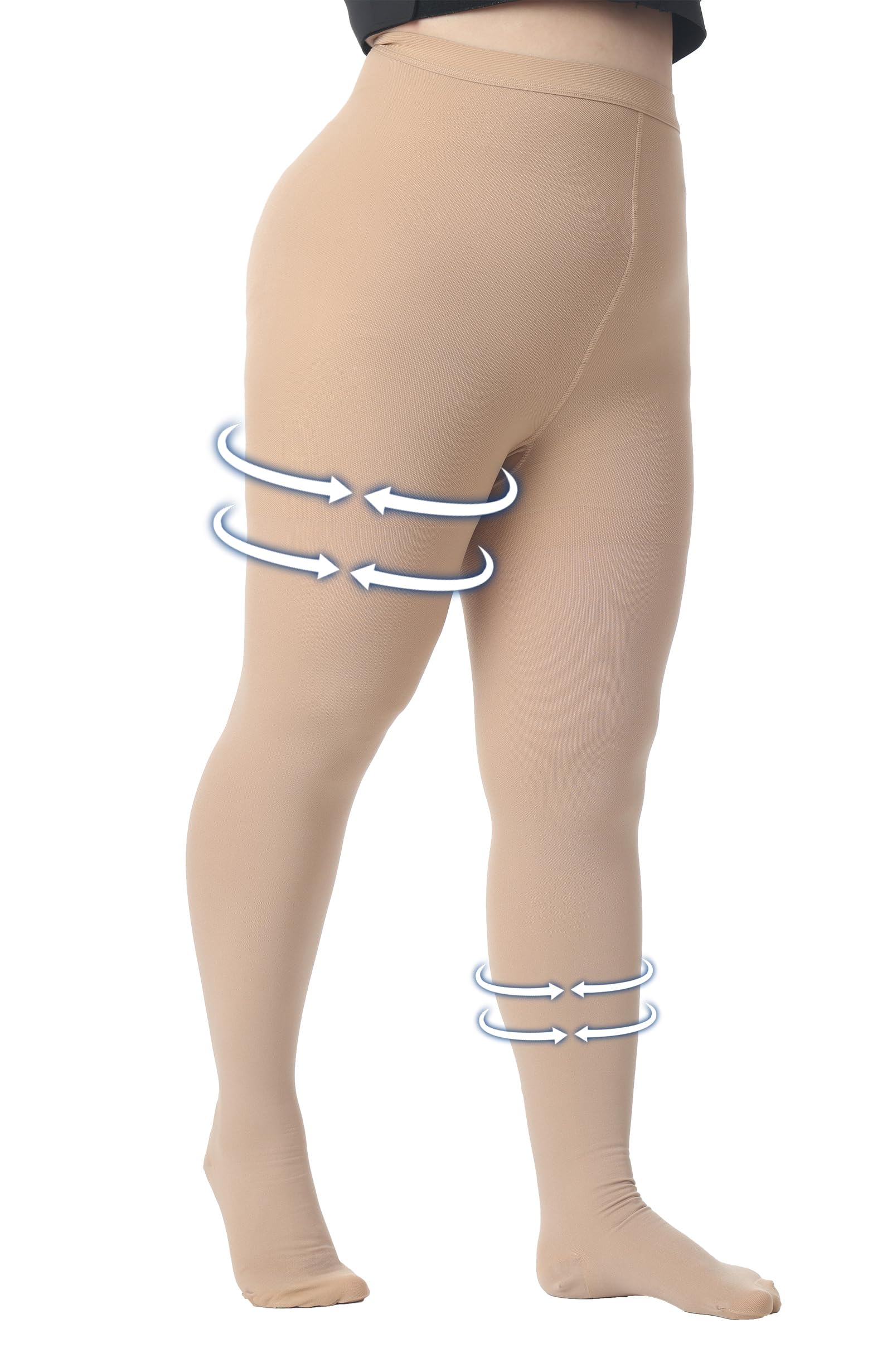 Extra Wide 5XL Medical Compression Pantyhose for Women & Men, Closed Toe 15-20 mmHg Graduated Compression Stockings Waist High Support Leggings,