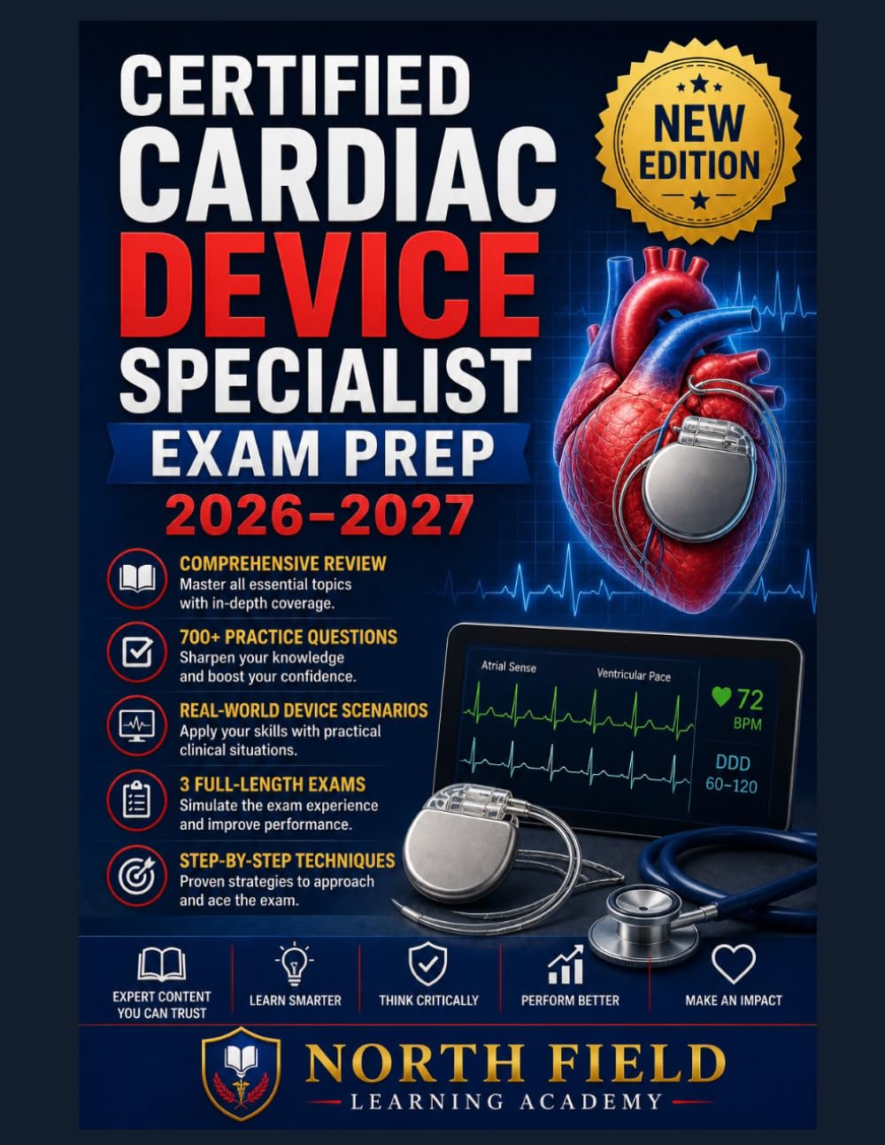 Certified Cardiac Device Specialist Exam Prep 2026–2027: Comprehensive Review, 700+ Practice Questions, Real-World Device Scenarios, 3 Full-Length Exams & Step-by-Step Techniques for Exam Readiness