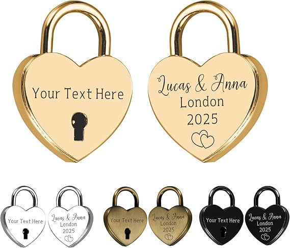 Personalized Love Lock with Key, Custom Heart Shaped Lock for Bridge ...