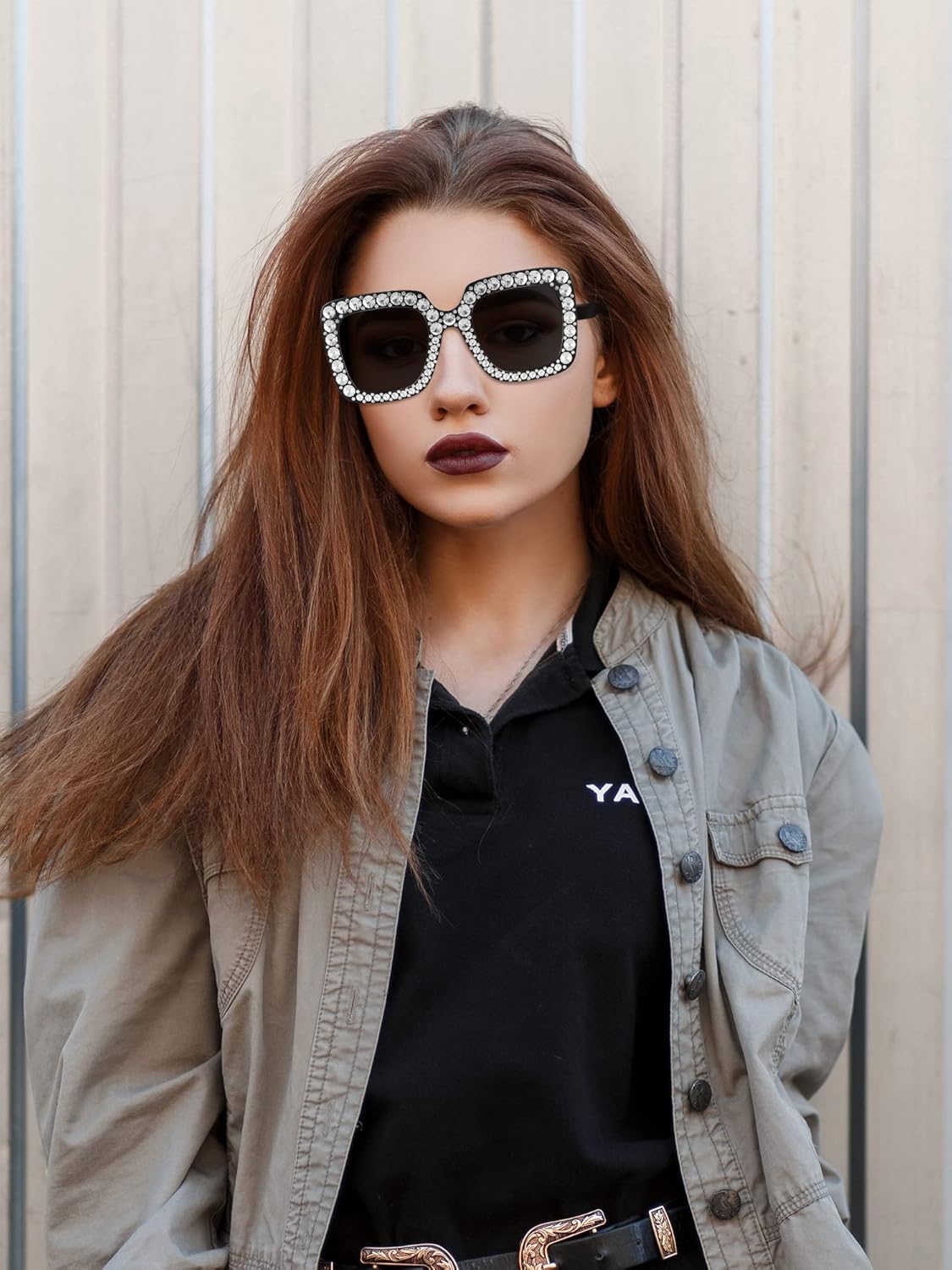 Frienda 2 Pieces Oversize Square Sparkling Sunglasses Retro Thick Frame Sunglasses for Women - Image 7