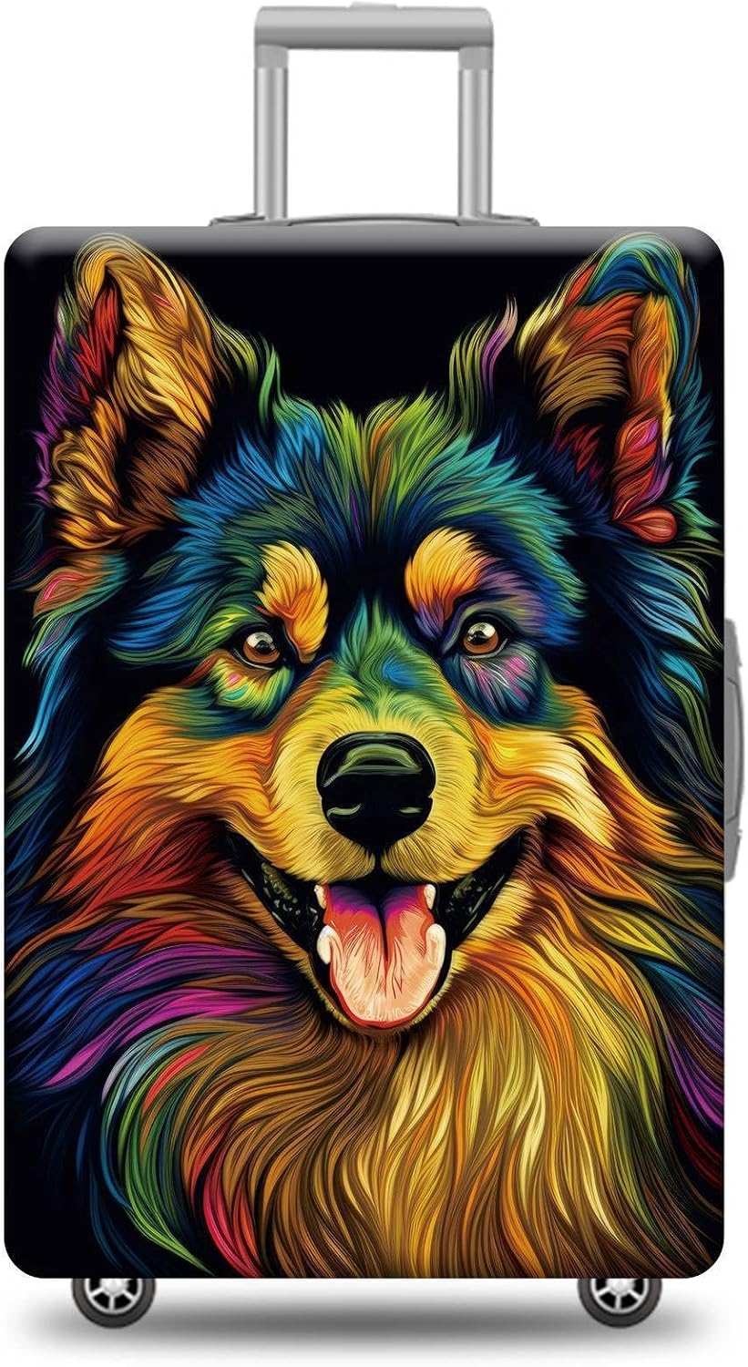Personalized Dog Luggage Cover Finnish Lapphund Dog Suitcase Cover Funny Animal Travel Luggage Covers Washable Elastic Suitcase Baggage Protector For Pet Lovers Style 3