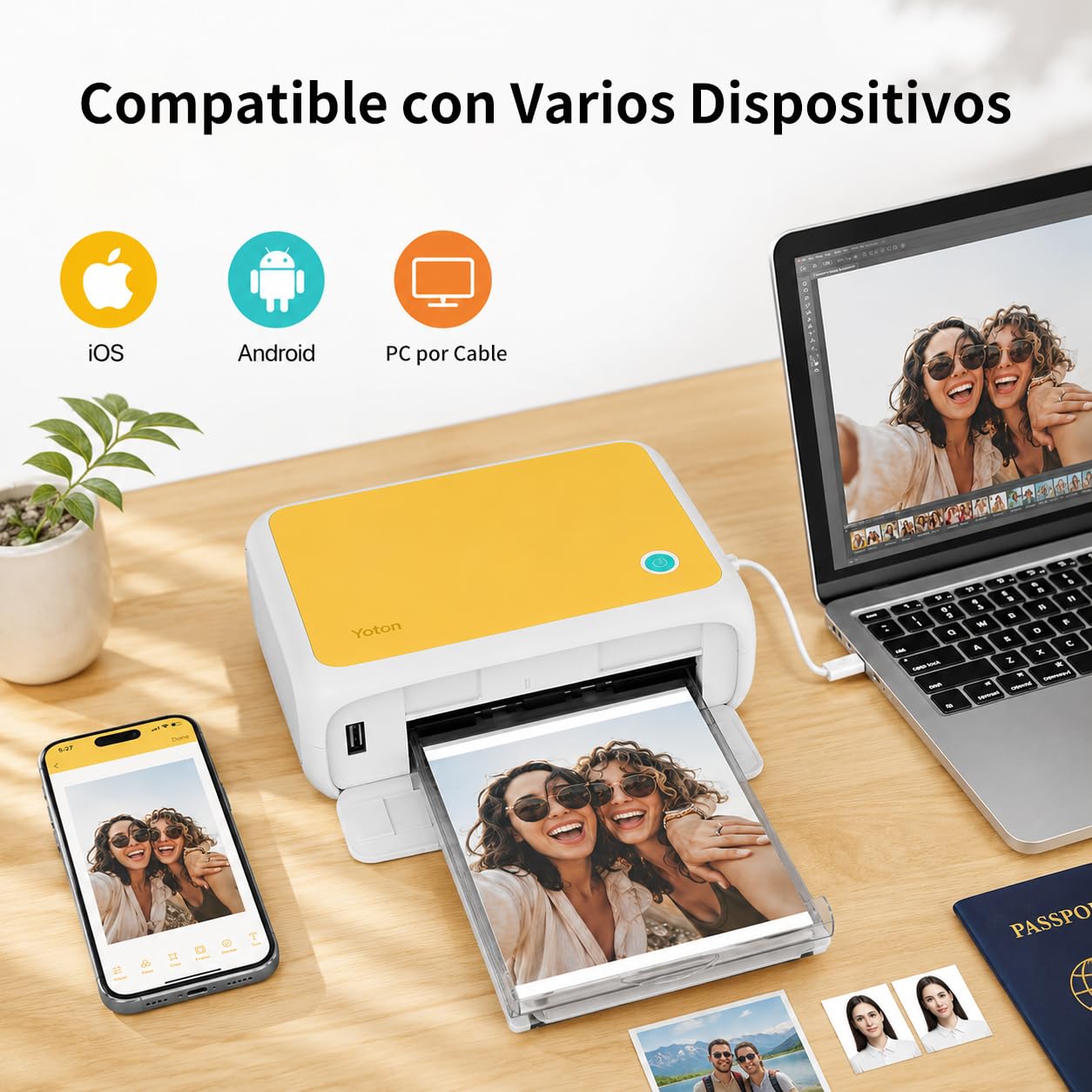 YOTON Impresora Fotos Movil, Impresora Fotos Portatil con 54 Fotos Incluidas, Conexión Wi-Fi, Impresión de Vídeo AR y Imprimir Foto de Identidad, para iOS/Android/PC (Sistema Mac no Compatible)