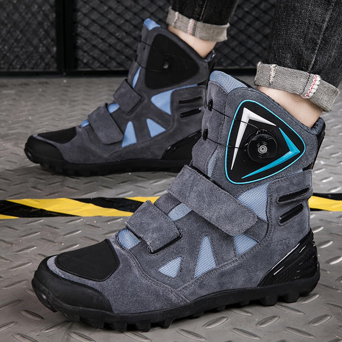 SDEQA Stivali Moto Uomo, Scarpe Casual da Strada Moto | Scarpe Motocross Traspiranti e Antiscivolo con Supporto per la Caviglia e Pattini di Cambio