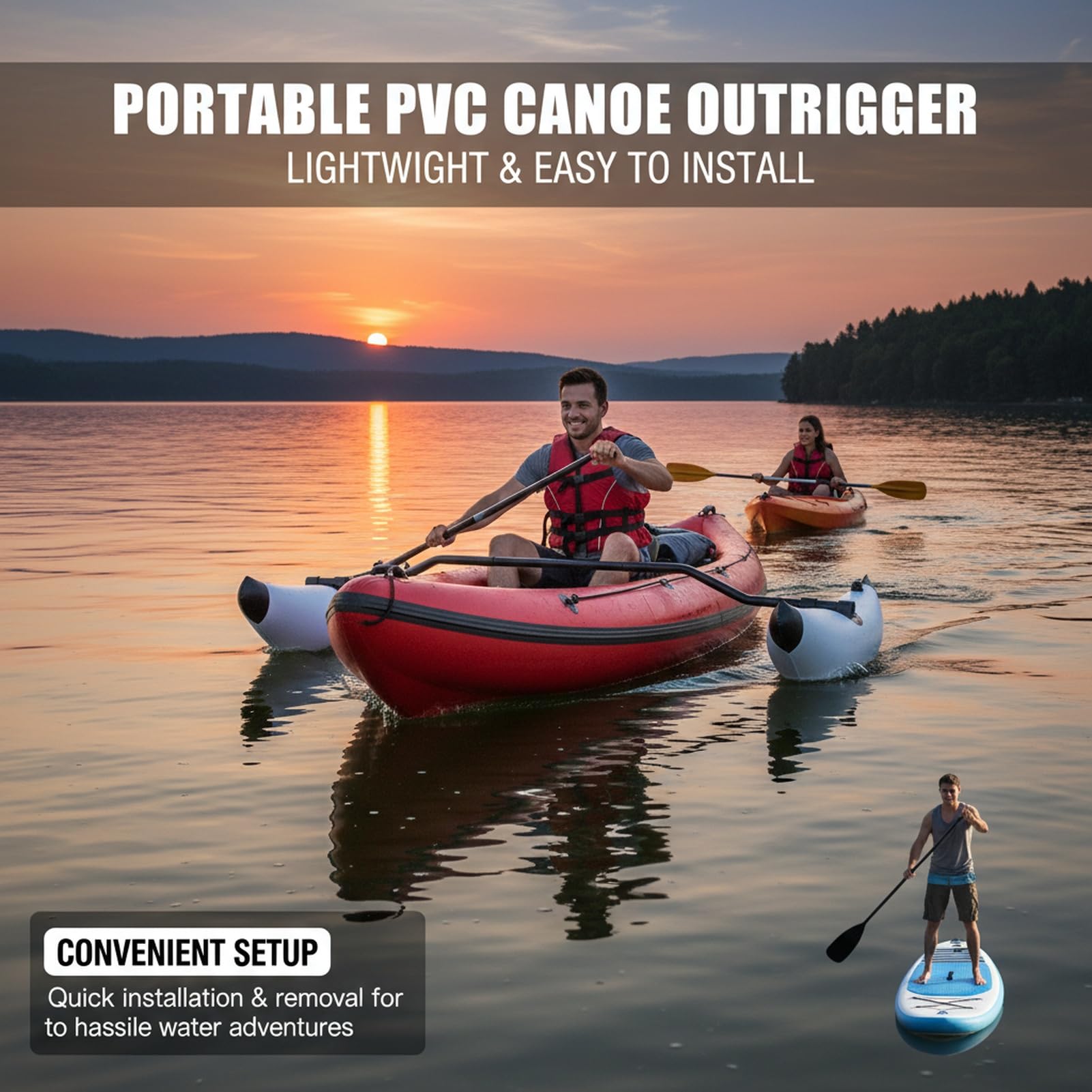 Accessoires de canoë en PVC - Kit stabilisateur gonflable pour kayak et rameur - Pour une utilisation facile