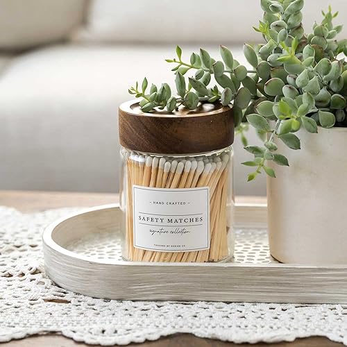 Miniatura 7 de Touched By Design Co Signature - Soporte decorativo para fósforos con aproximadamente 150 cerillas blancas de 3 pulgadas en un frasco, botella de