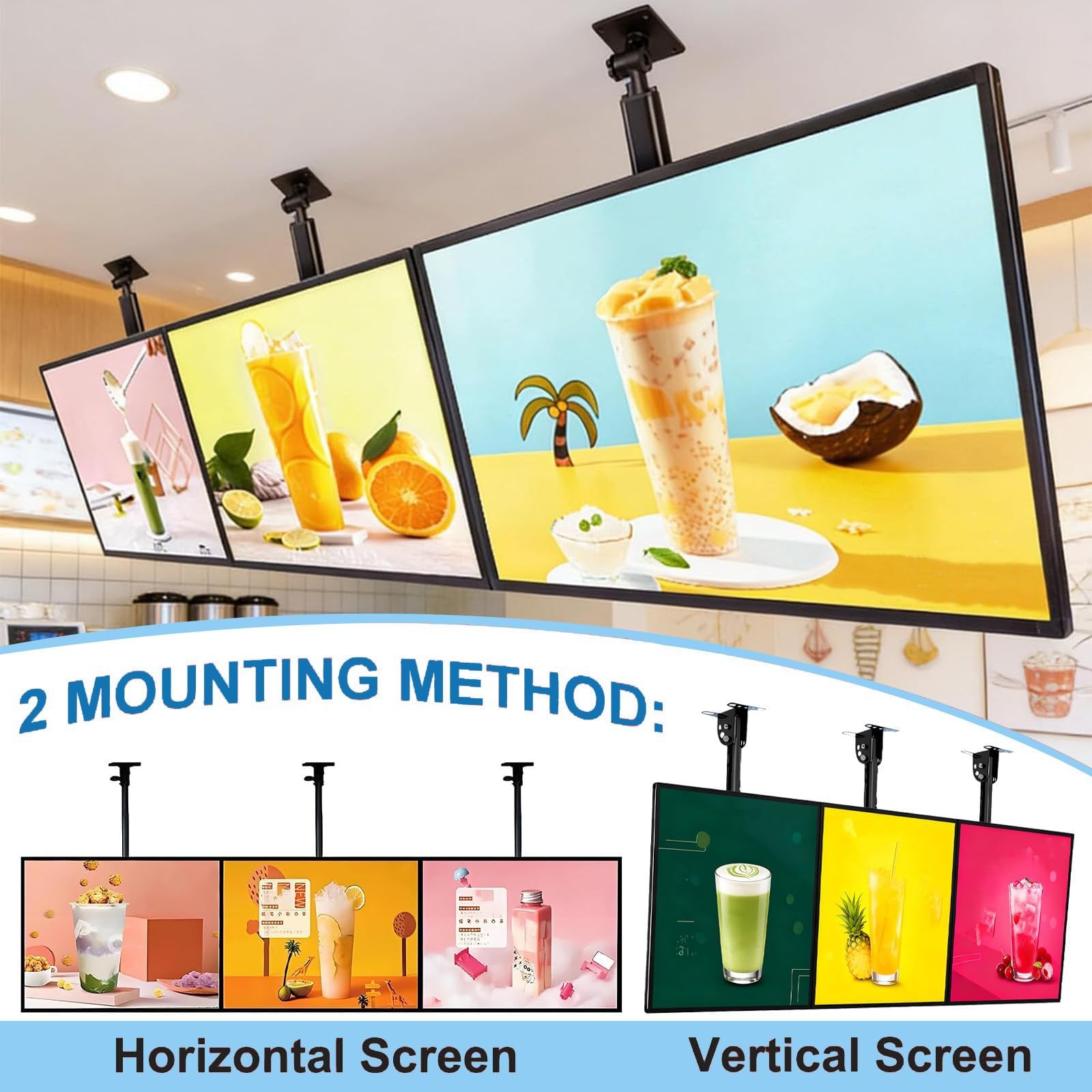 Tablero de menú digital con caja de luz LED ajustable y sistema de póster magnético para exhibición de restaurantes