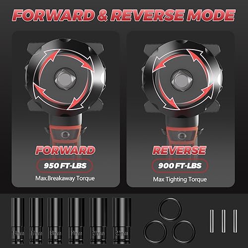 Miniatura 7 de Llave de impacto inalámbrica de 12 pulgada para batería Miwaukee de 18 V, 900 pies-libras (1200 N.m), destornillador de impacto sin escobillas con