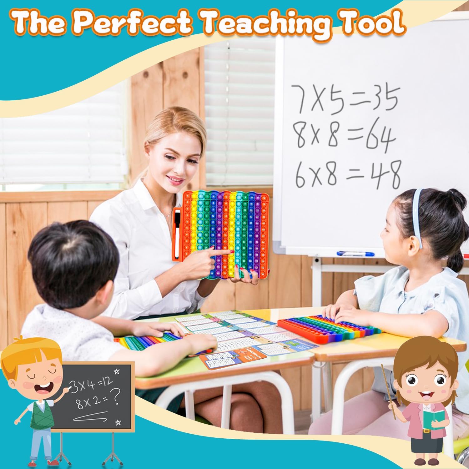 Addition Flash Cards+Multiplication Flash Cards + Fingertip Bubbles Toy, Interesting Math Combination, Math Games for Children Aged 3 + - Image 6