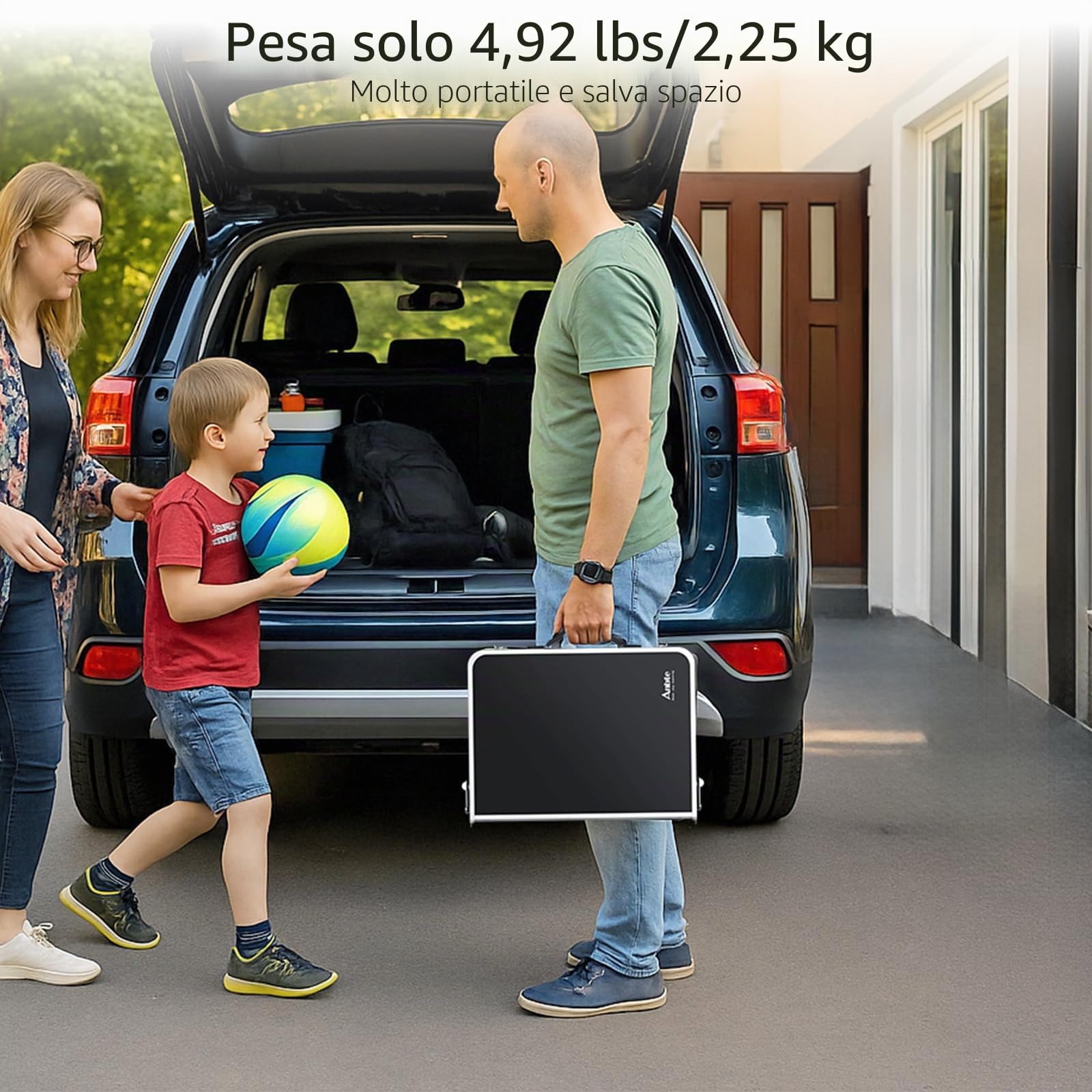 Anbte Tavolo Pieghevole da Campeggio da Caffè 58 * 40 * 67-3 Regolabili in Altezza con Gambe in Alluminio Rinforzato e Filettatura Metallo,Tavolino Portatile per Picnic/Lavoro-Nero