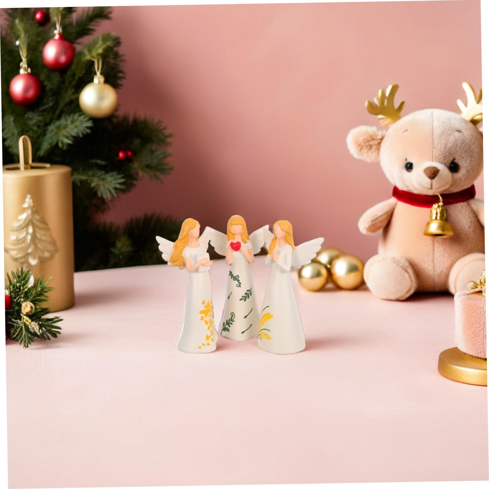 Cabilock 3 Piezas De Ángel Navideño Decorativo para El Hogar Decoración De Mesa Ángel Rezando Figura De La Guarda Elegante Estatua Beige