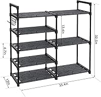 Vista 2 de Black Tubes Closet Shoe Rack, 5 Tier Oxford Fabric Shelf, Easy Assembly, Sturdy and Durable, Holds Up to 30 lbs