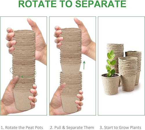 Miniatura 3 de GROWNEER  Macetas biodegradables para plantas de semillero macetas de germinación de jardín con etiquetas de plantas