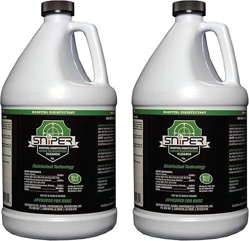 SNiPER Desinfectante hospitalario, eliminador de olores y limpiador multiusos, 1 galón, paquete de 2
