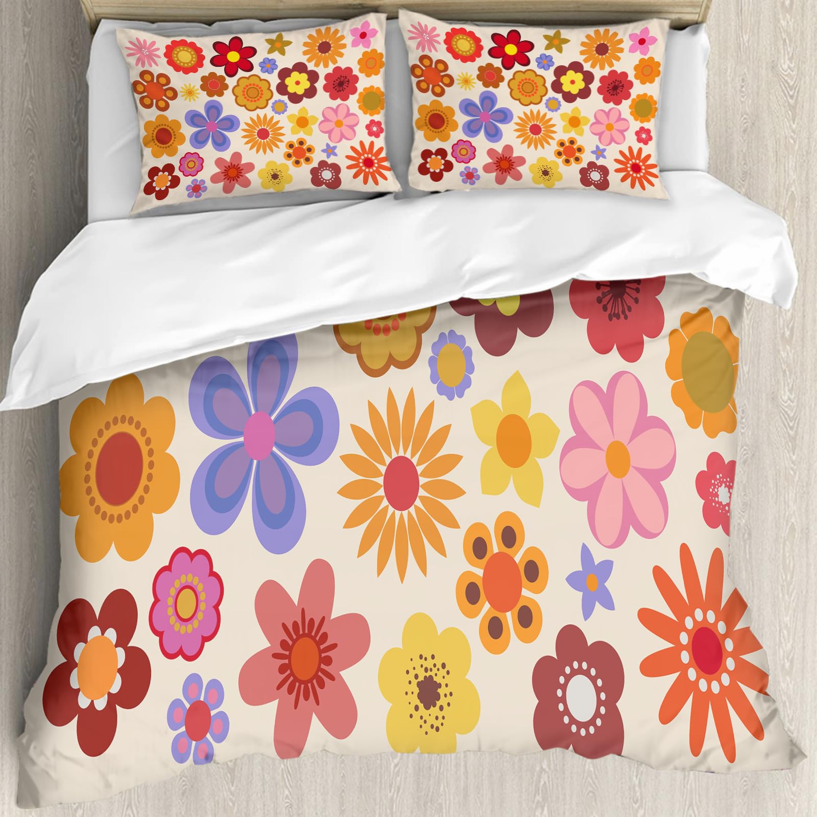 Housse de couette de literie hypoallergénique 200x228cm à motif floral
