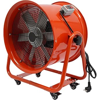 1100 W Axial Construction Fan Diameter 400 mm Construction Fan with Wheels Portable Fan for Industry/Construction 75 dB Low Noise 15000 m /h Industrial Fan with High Air Volume