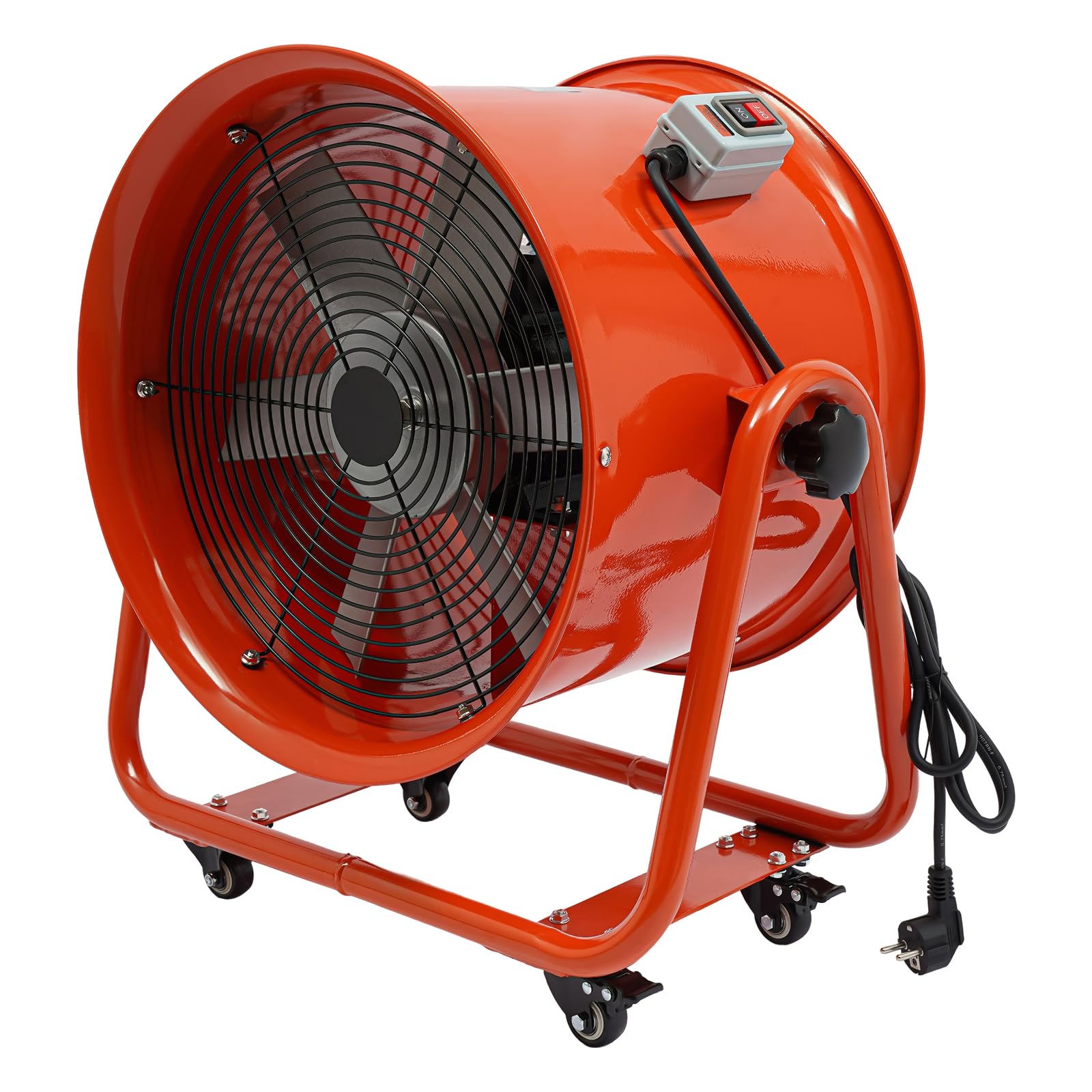 Ventilatore da costruzione assiale da 1100 W, diametro 400 mm, con ruote, ventilatore portatile per industria/edilizia, 75 dB, silenzioso, 15000 m³/h, ventilatore industriale con elevato