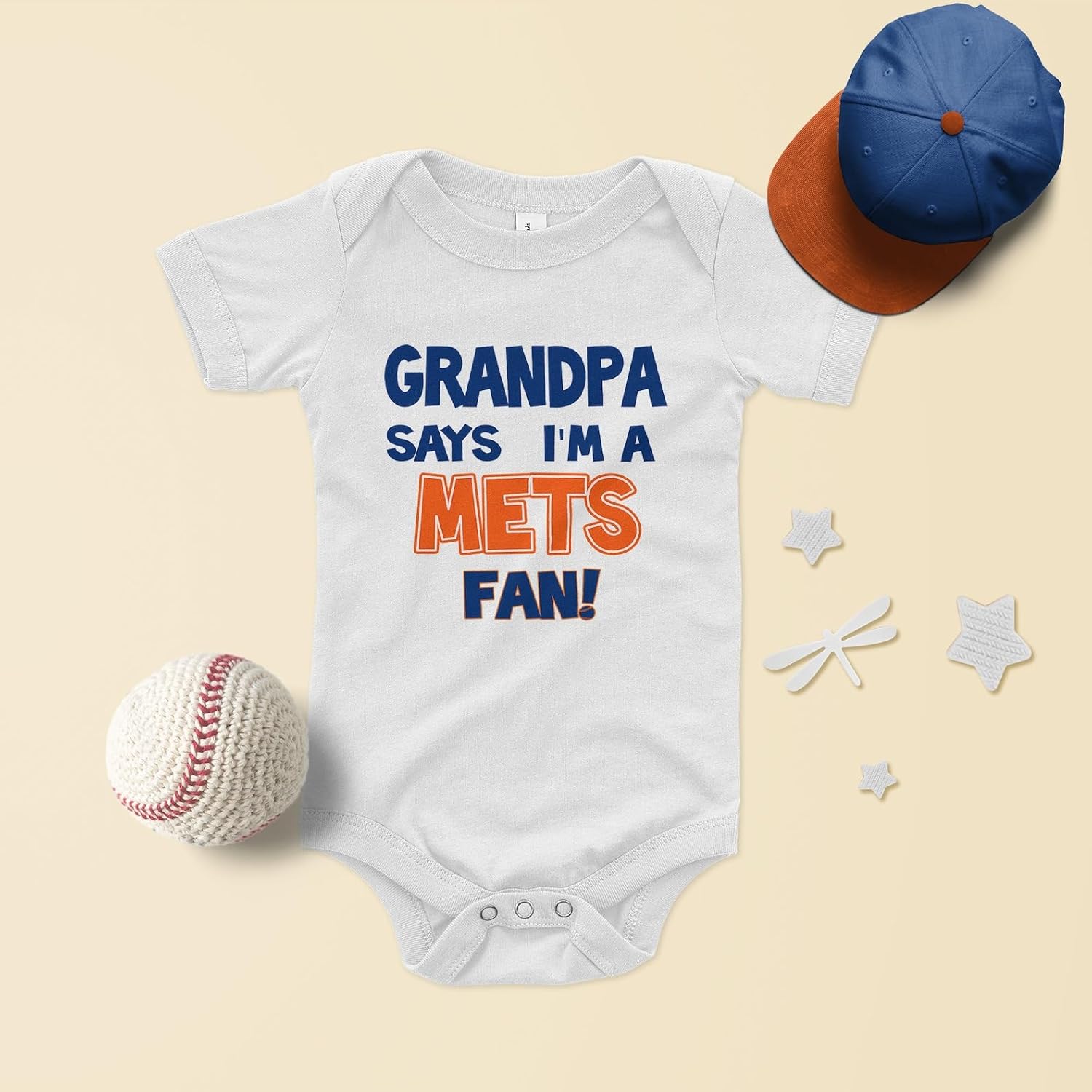 NanyCrafts Baby's Grandpa says I'm a Mets Fan bodysuit - Image 2